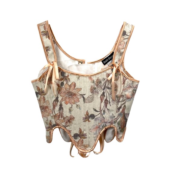 NEW Scarlet Darkness Victorian Cottagecore Corset Vest Sz 6 floral bridgerton - Picture 4 of 10